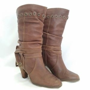 Zodiac Size 7.5 Brown Leather Slouch Boots B2-5
